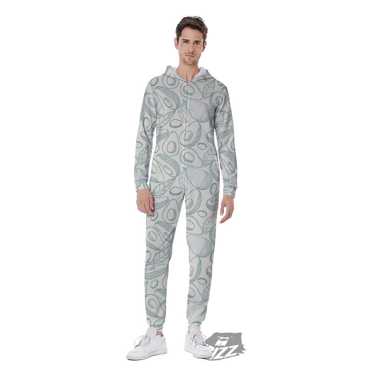 Drawing Avocado Cut In Half Print Men's Jumpsuit-grizzshop