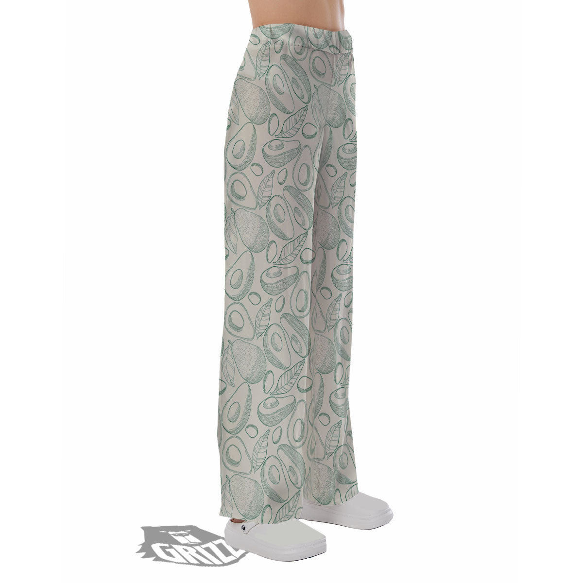 Drawing Avocado Cut In Half Print Pajama Pants-grizzshop