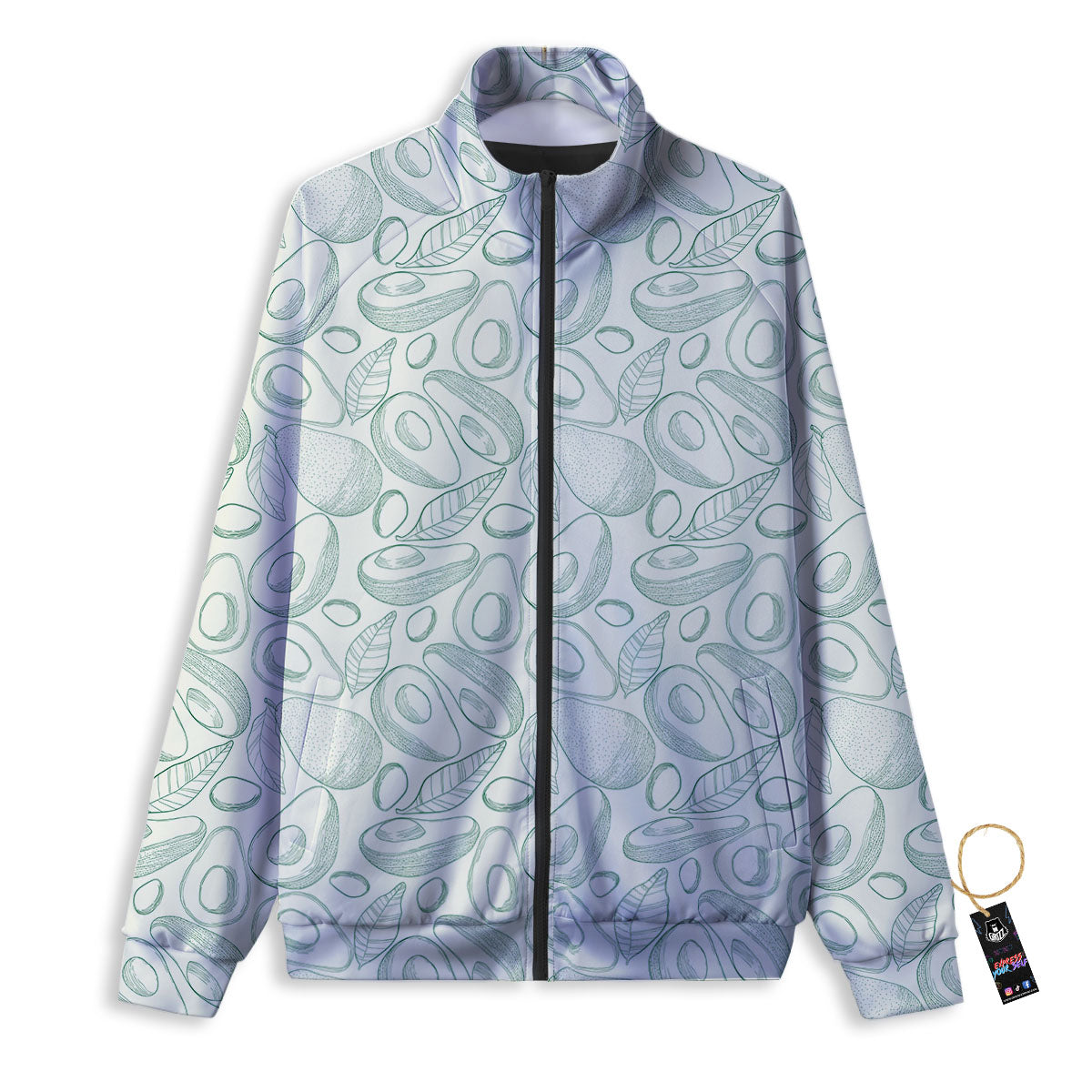 Drawing Avocado Cut In Half Print Track Jacket-grizzshop