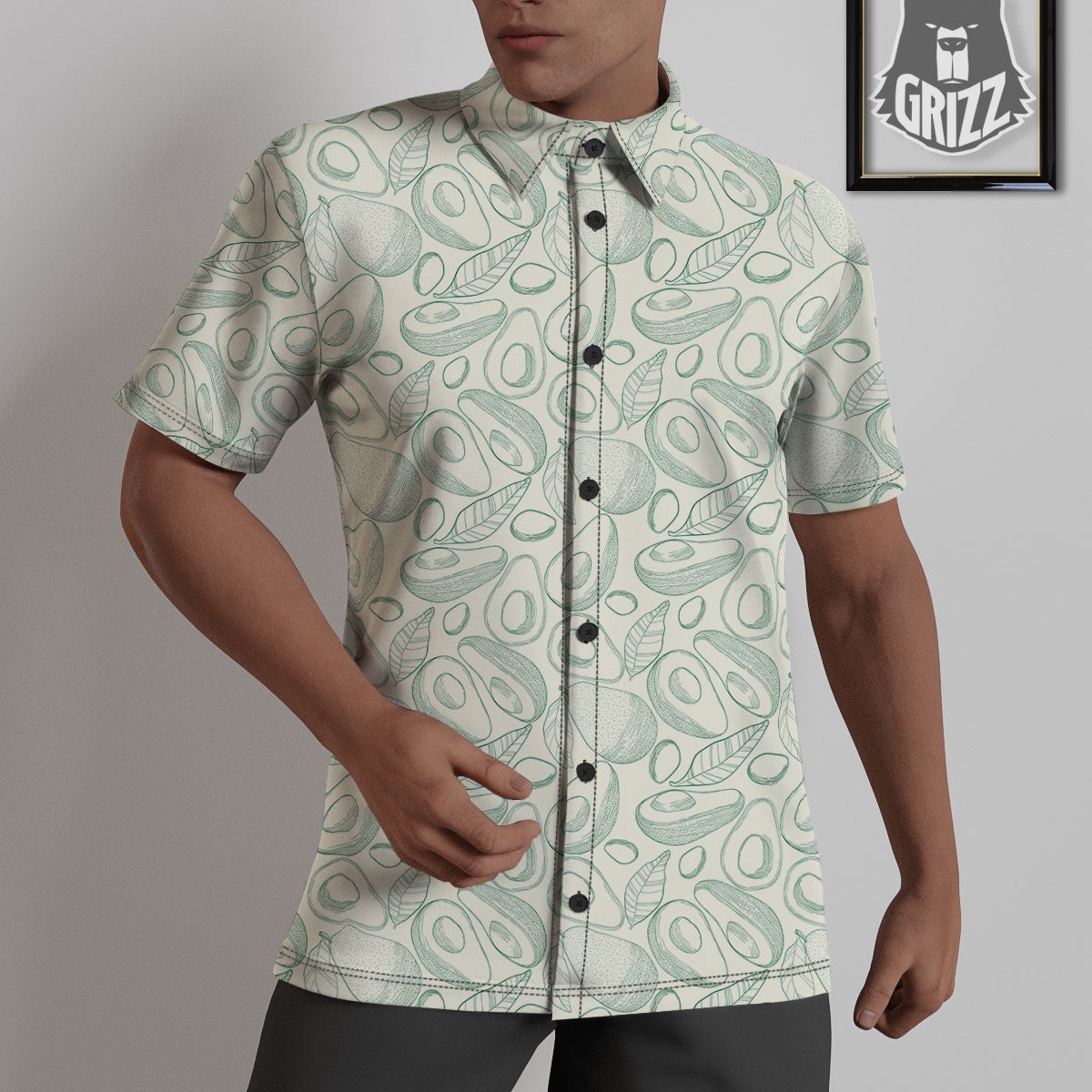 Drawing Avocado Cut In Half Print Untucked Shirts-grizzshop
