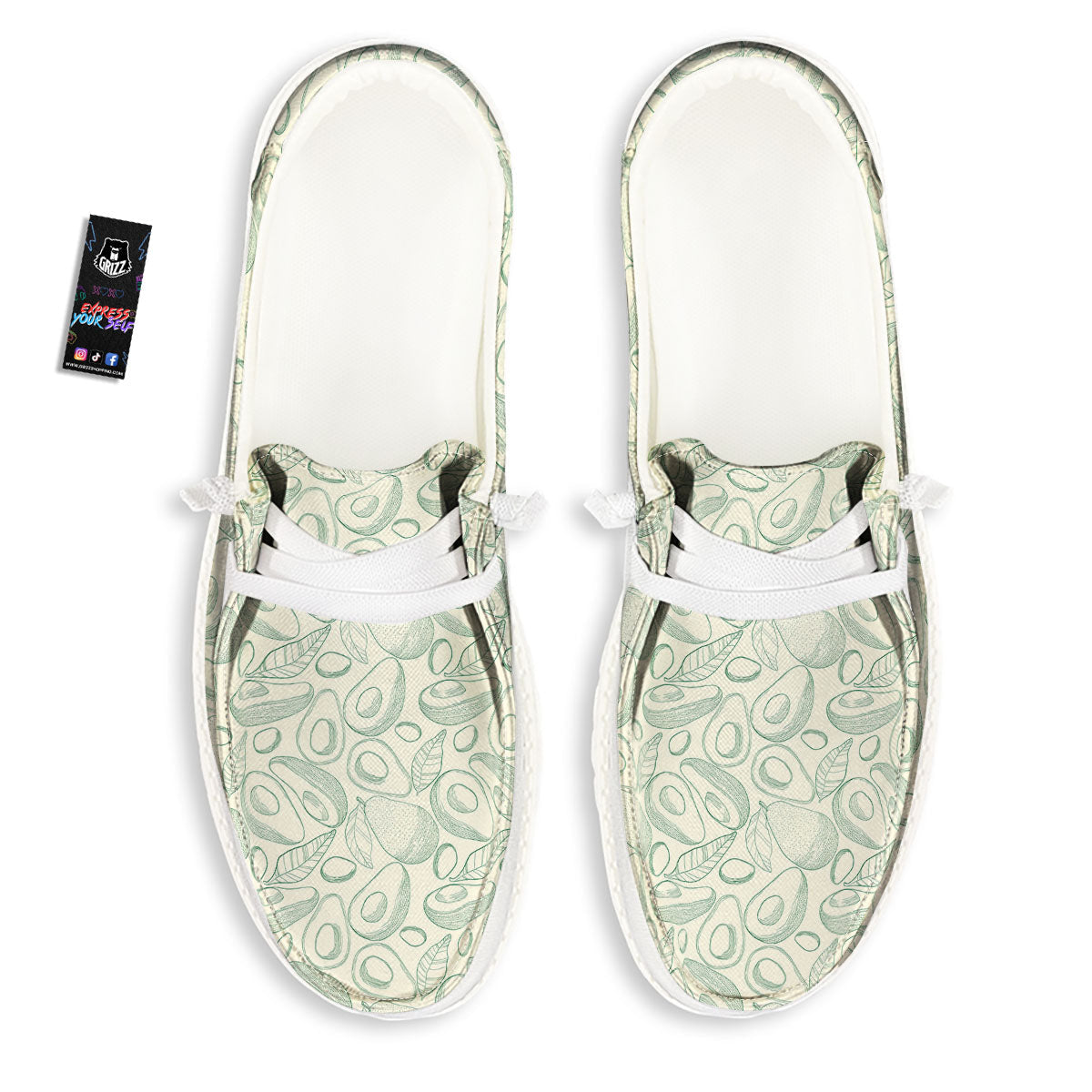 Drawing Avocado Cut In Half Print White Loafers-grizzshop