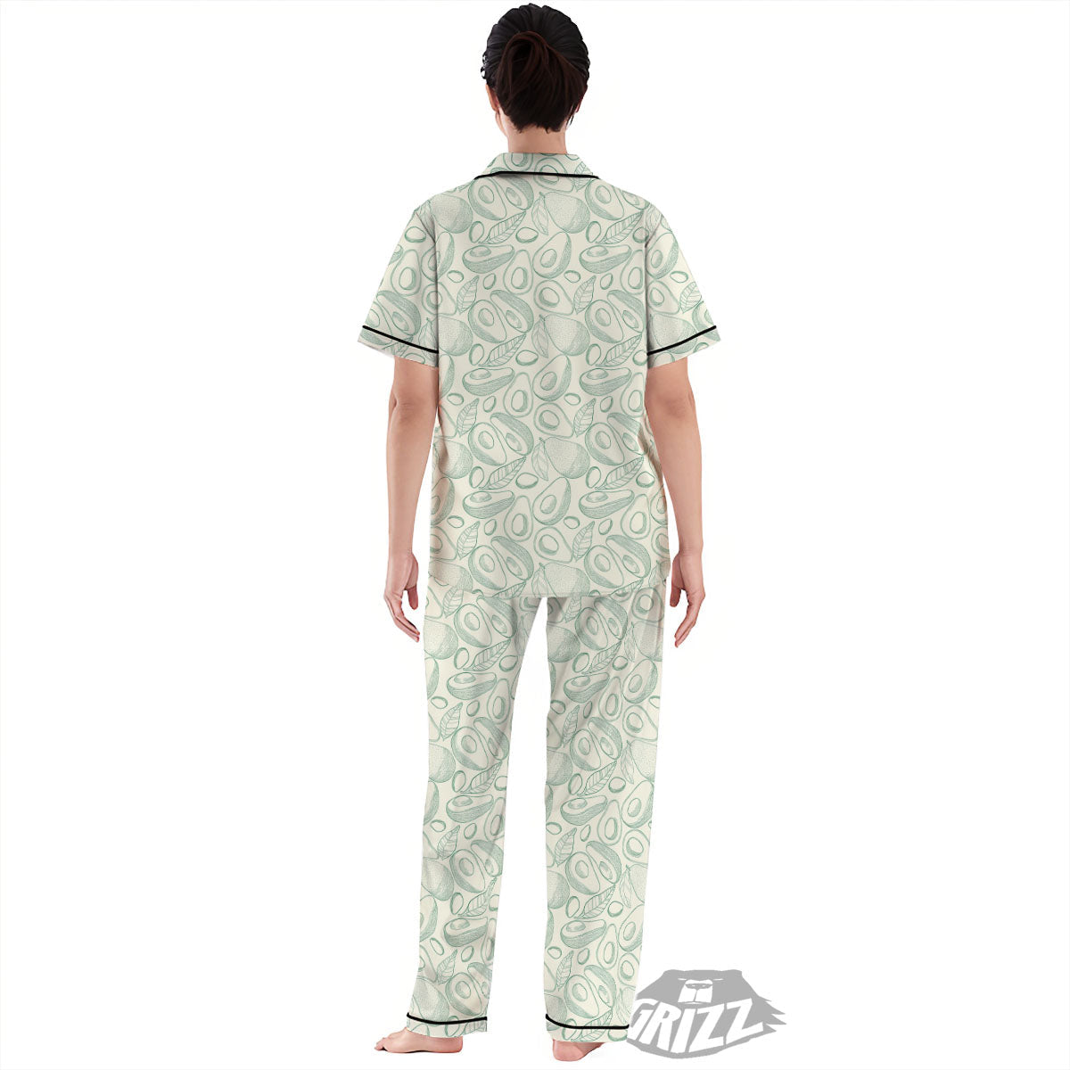 Drawing Avocado Cut In Half Print Women's Pajamas Set-grizzshop