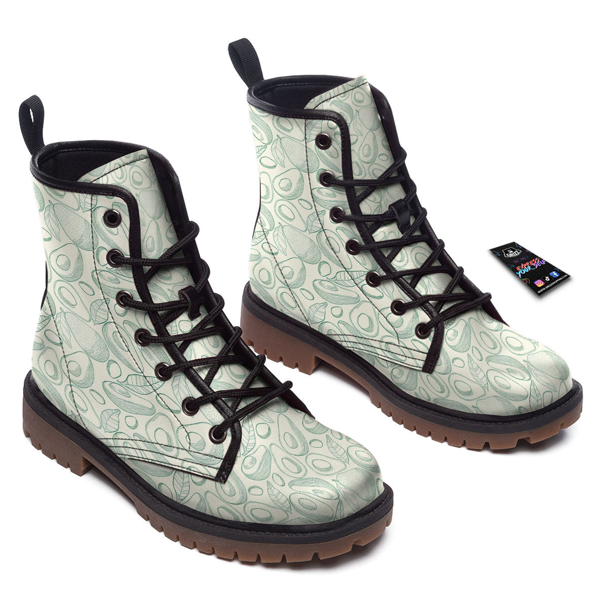 Drawing Avocado Cut In Half Print Work Boots-grizzshop