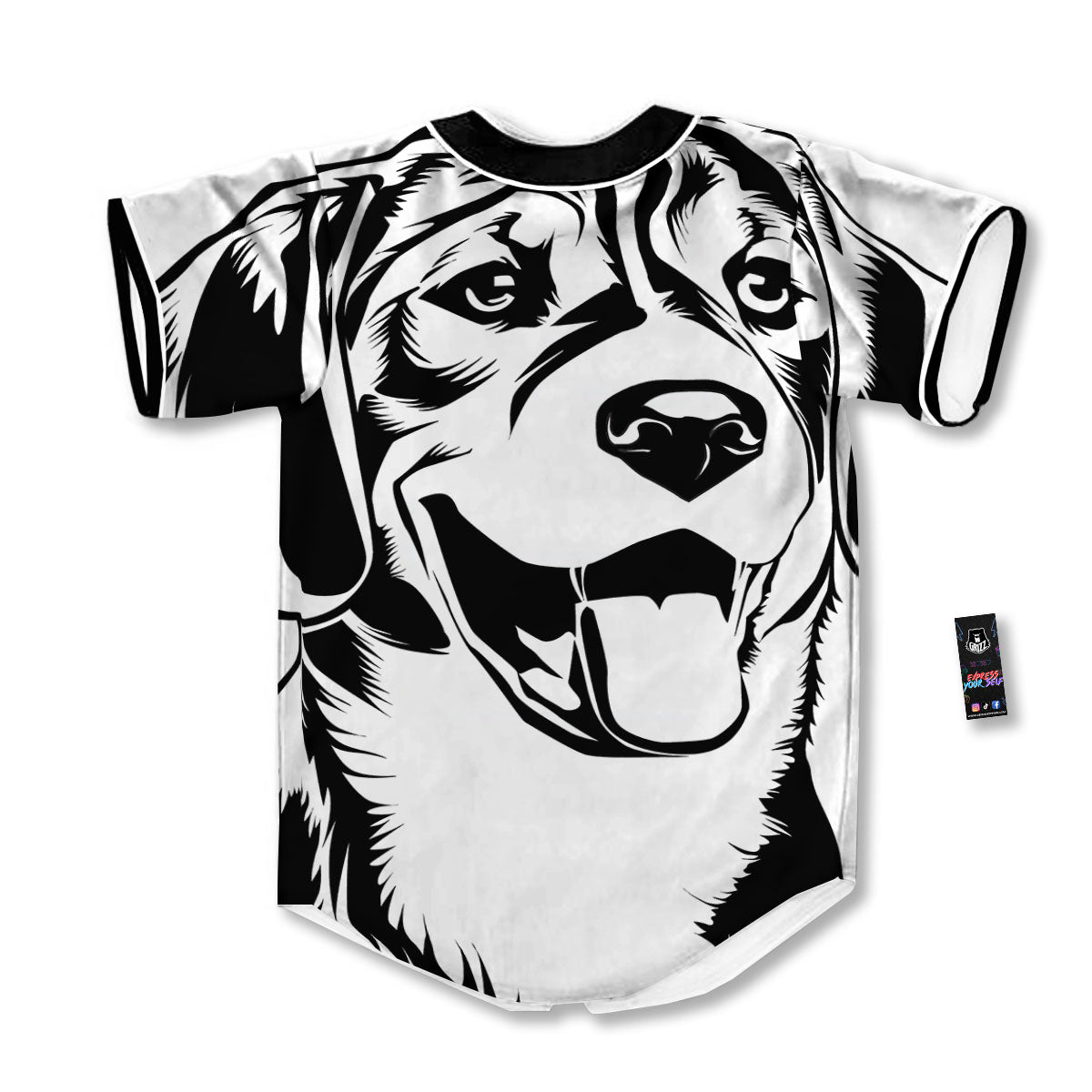Drawing Beagle White And Black Print Baseball Jersey-grizzshop