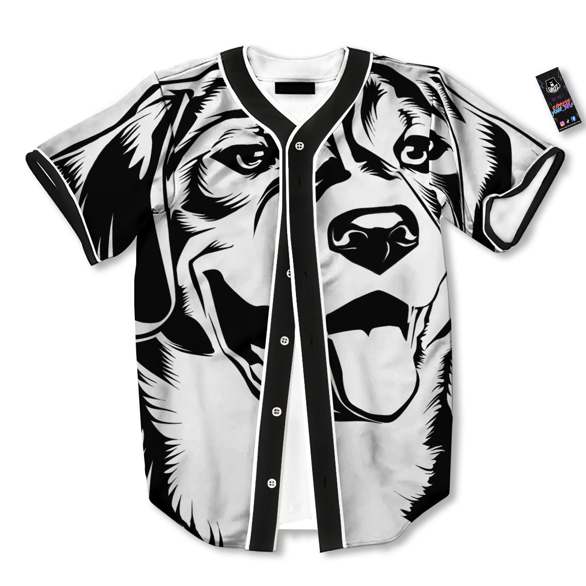 Drawing Beagle White And Black Print Baseball Jersey-grizzshop