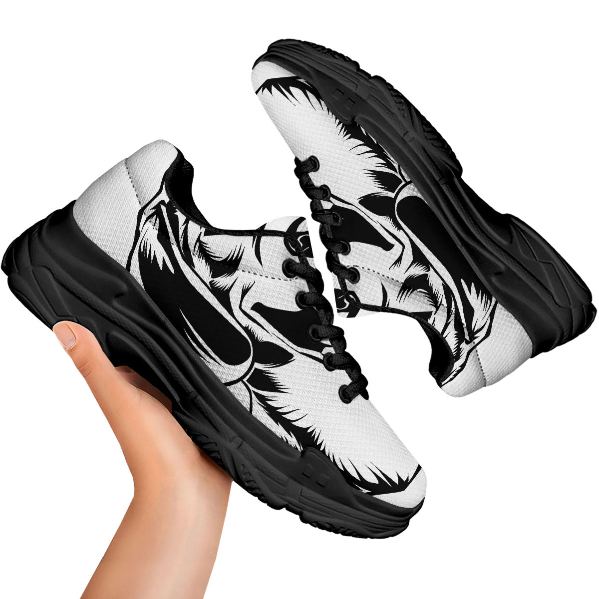 Drawing Beagle White And Black Print Black Chunky Shoes-grizzshop