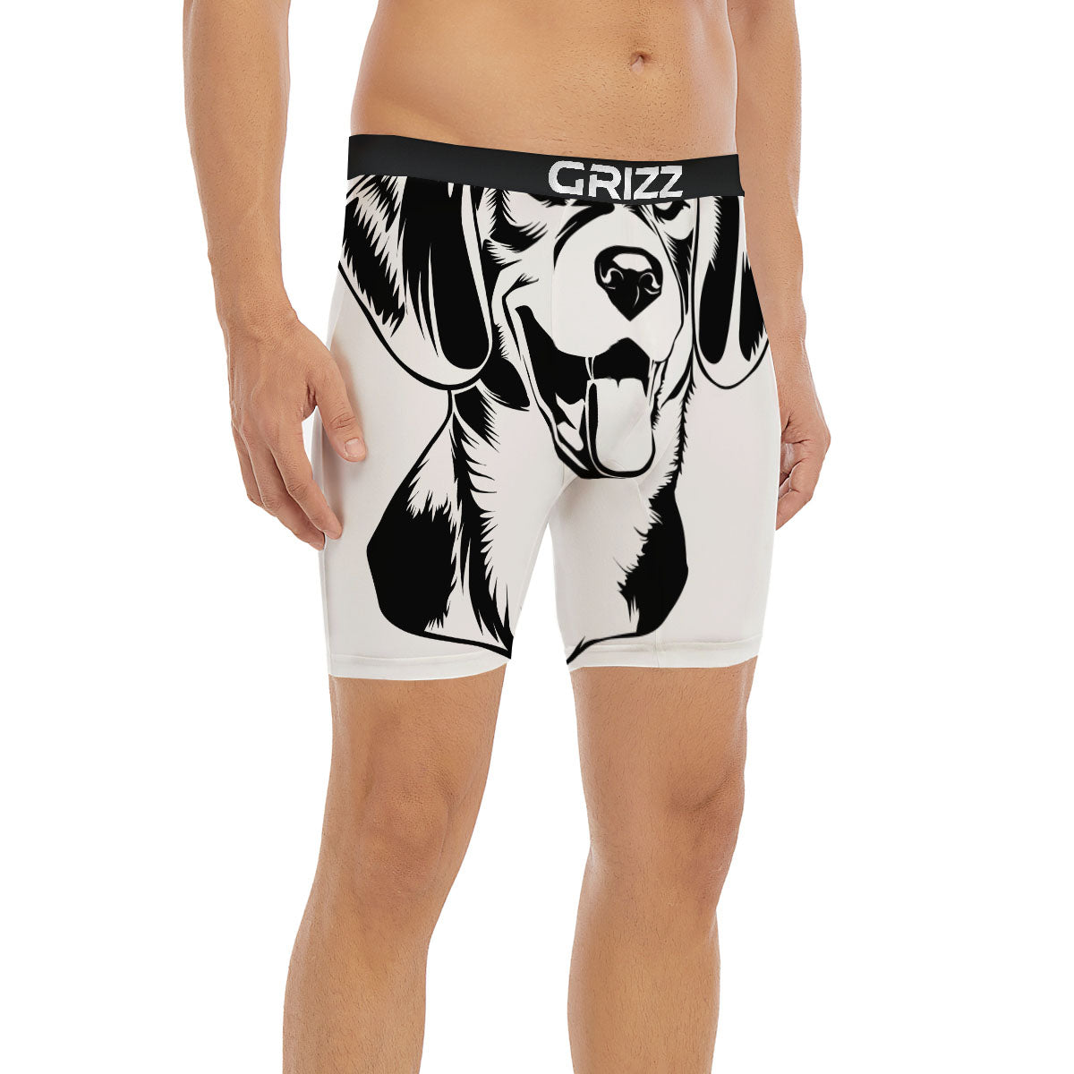 Drawing Beagle White And Black Print Boxer Briefs-grizzshop