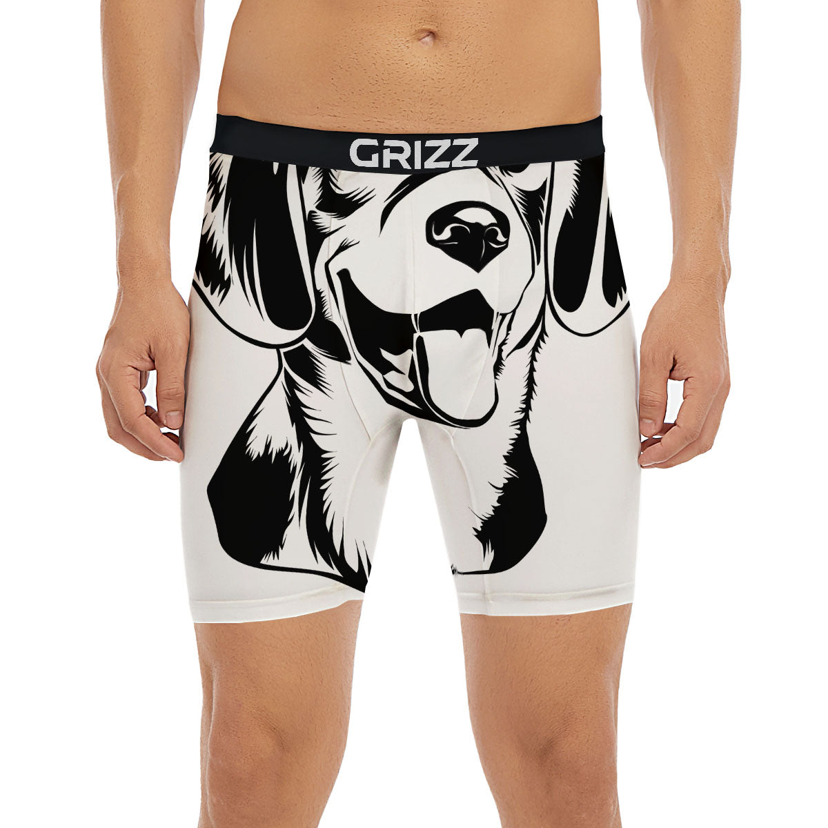 Drawing Beagle White And Black Print Boxer Briefs-grizzshop