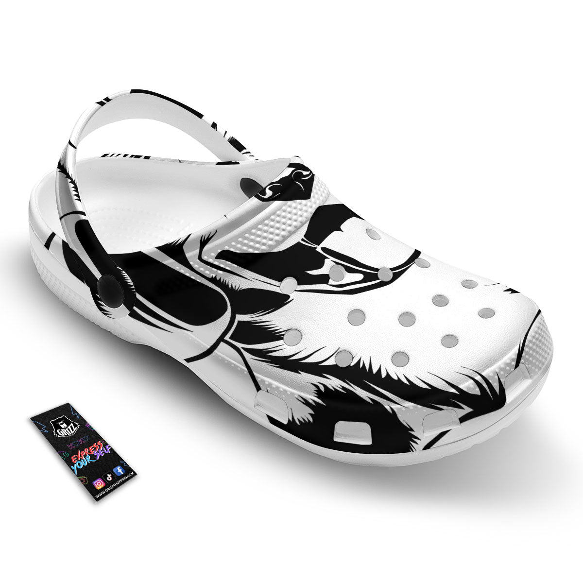 Drawing Beagle White And Black Print Clog-grizzshop
