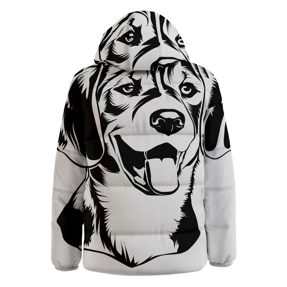 Drawing Beagle White And Black Print Down Jacket-grizzshop
