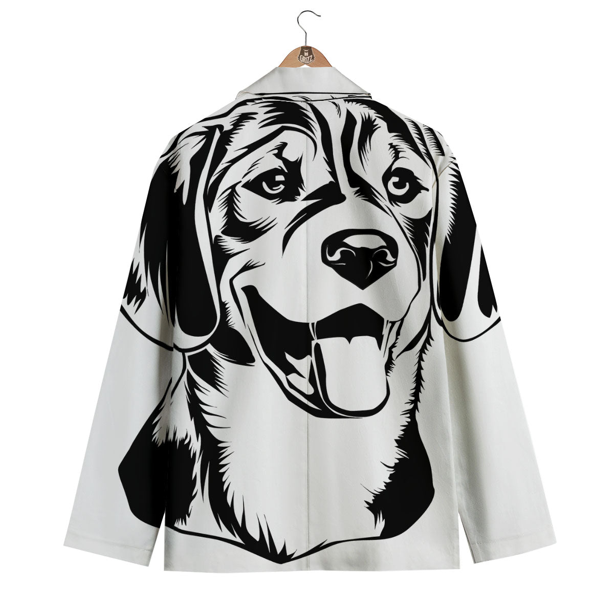Drawing Beagle White And Black Print Men's Blazer-grizzshop