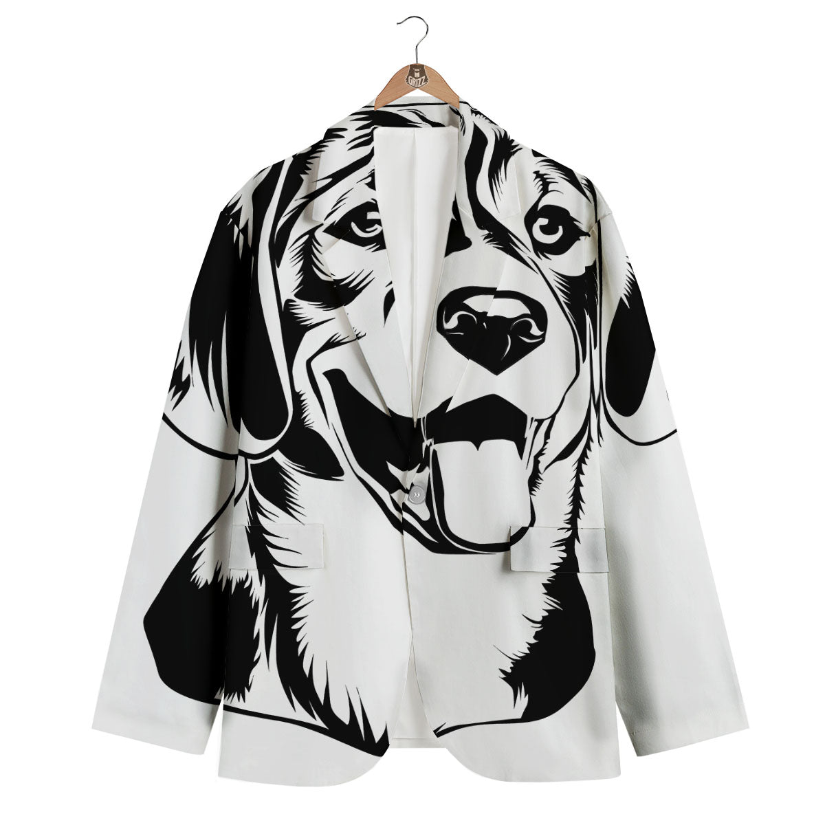 Drawing Beagle White And Black Print Men's Blazer-grizzshop