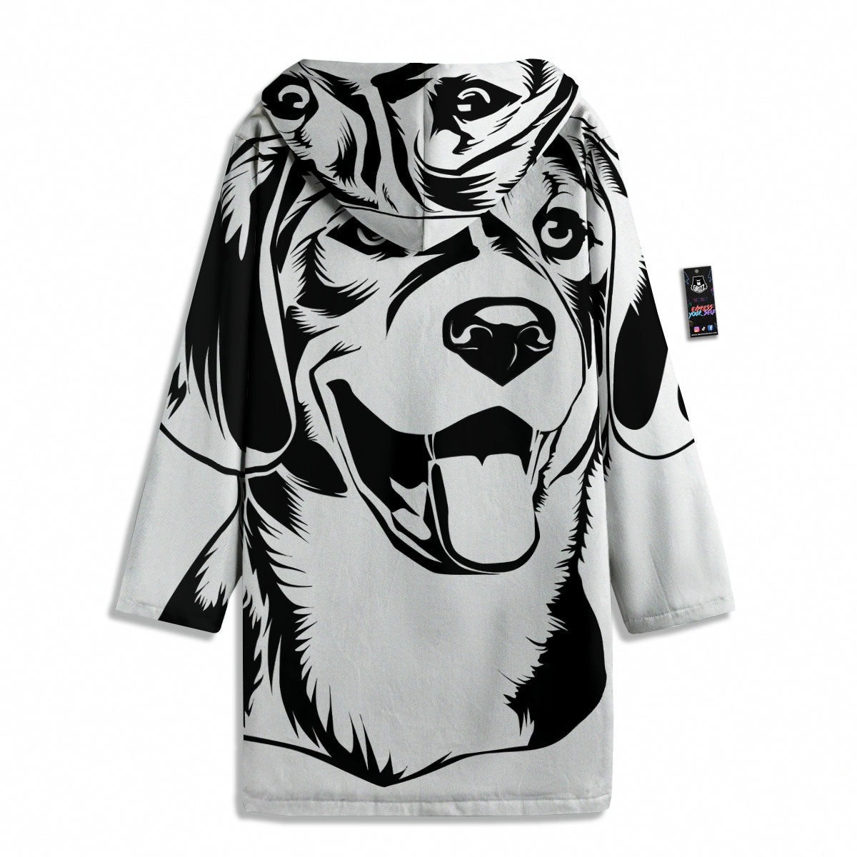 Drawing Beagle White And Black Print Men's Windbreaker Jacket-grizzshop