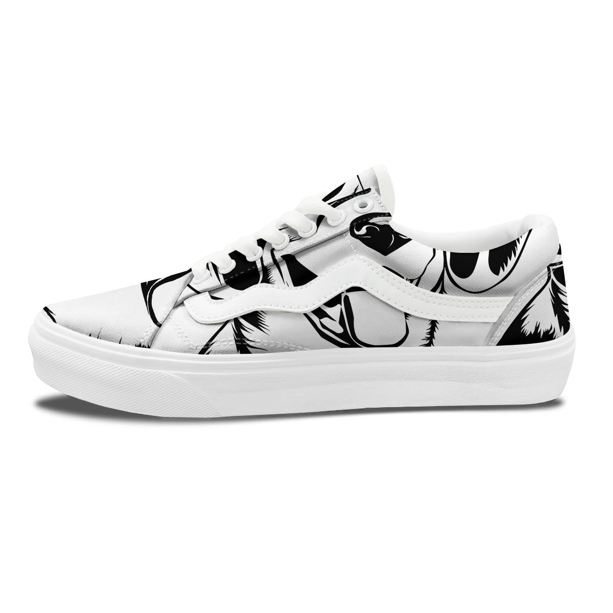 Drawing Beagle White And Black Print Skate Shoes-grizzshop