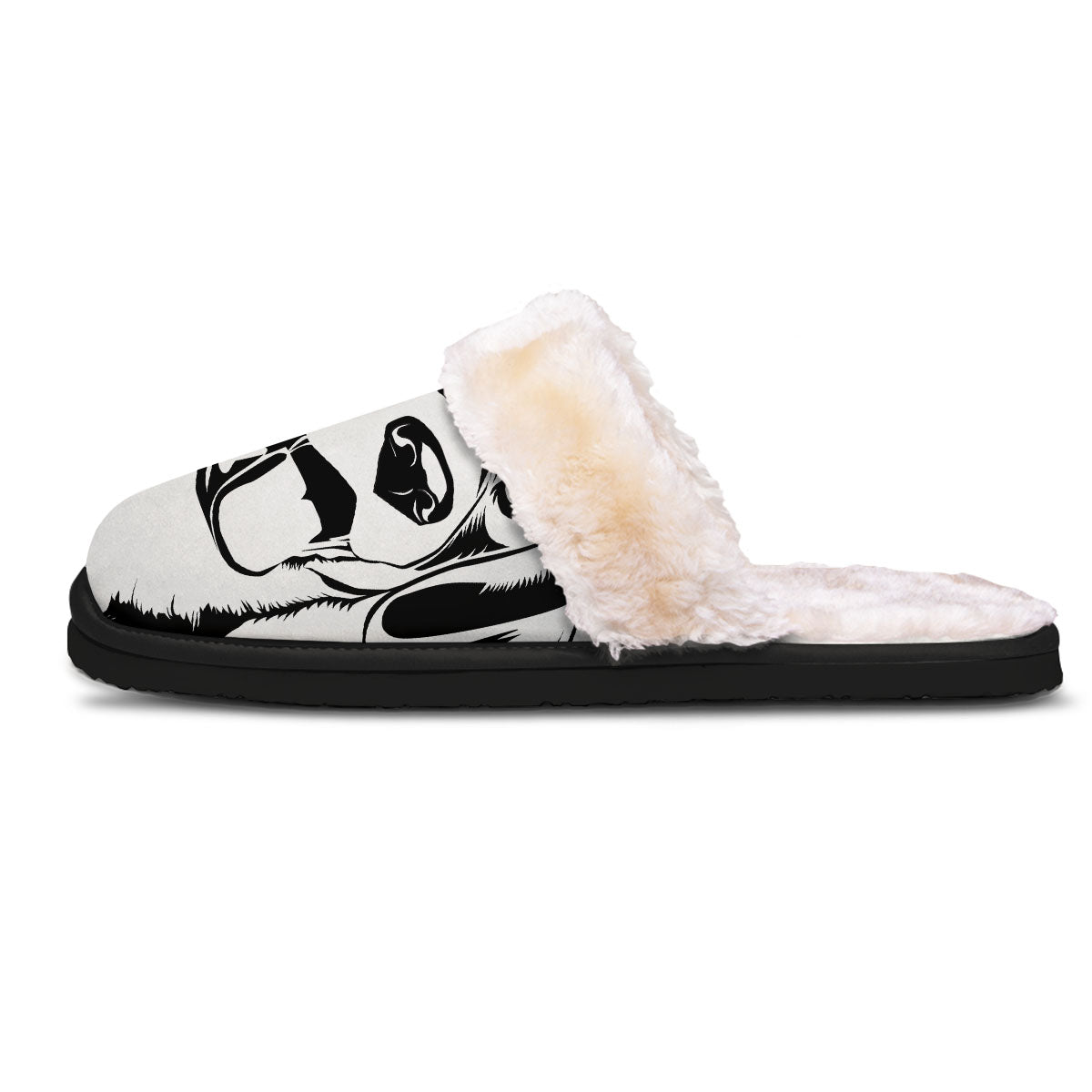 Drawing Beagle White And Black Print Slippers-grizzshop