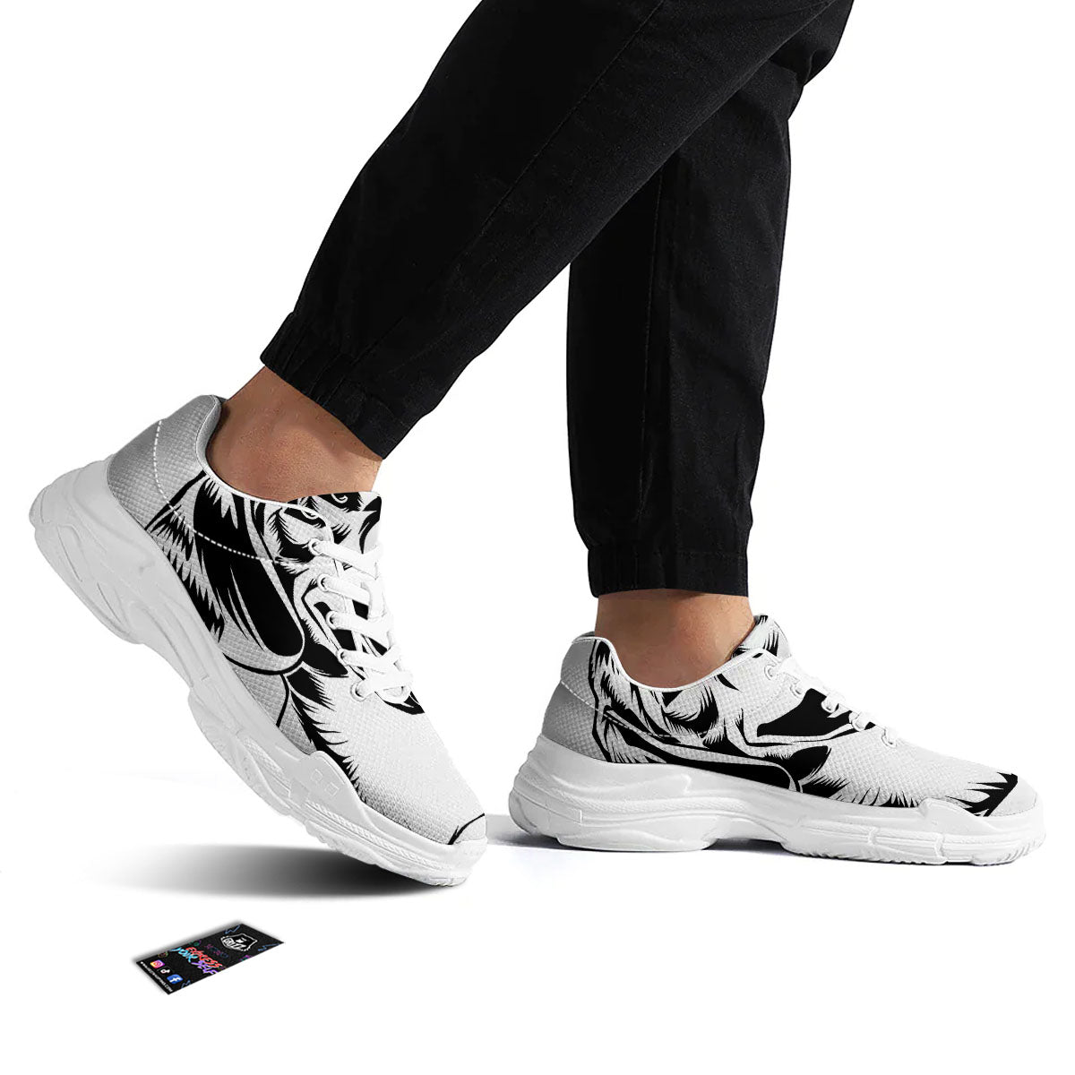Drawing Beagle White And Black Print White Chunky Shoes-grizzshop