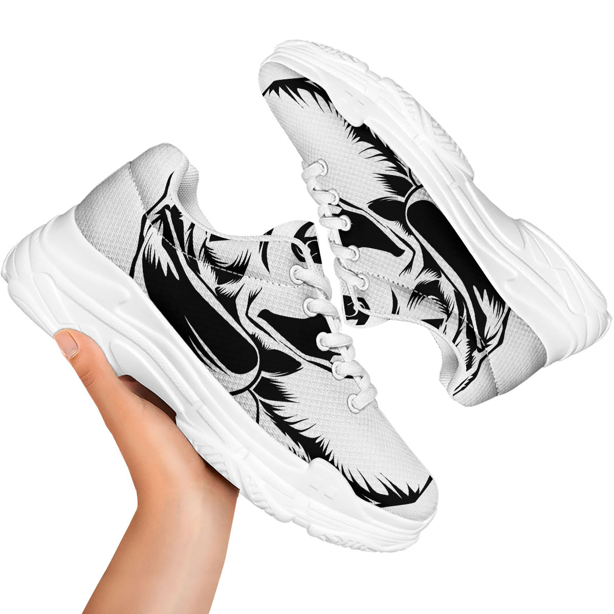 Drawing Beagle White And Black Print White Chunky Shoes-grizzshop