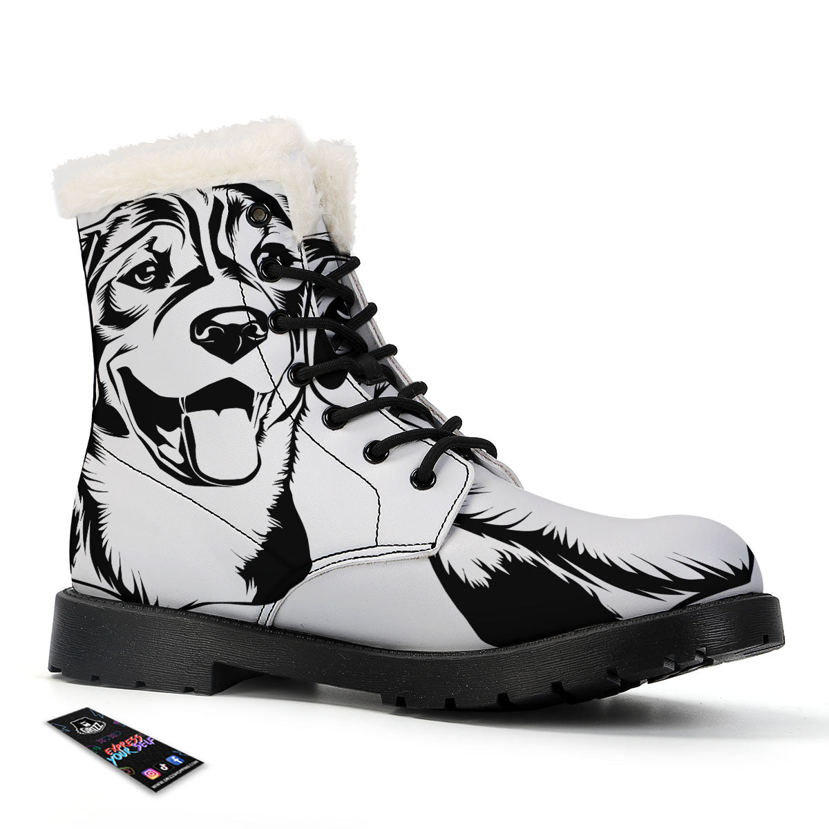 Drawing Beagle White And Black Print Winter Boots-grizzshop
