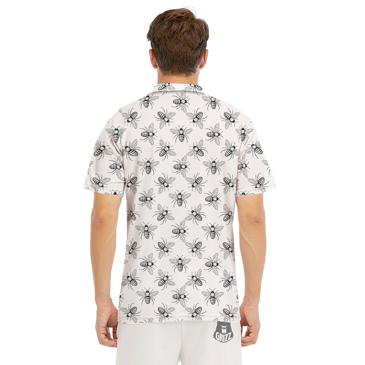 Drawing Bee Print Pattern Men's Golf Shirts-grizzshop