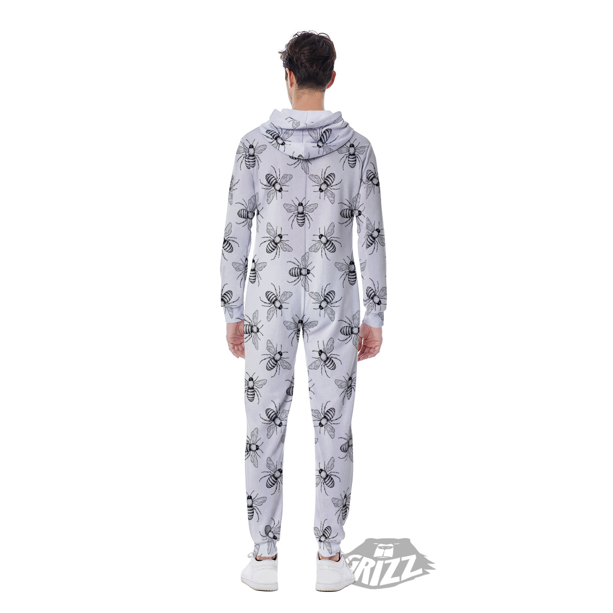 Drawing Bee Print Pattern Men's Jumpsuit-grizzshop