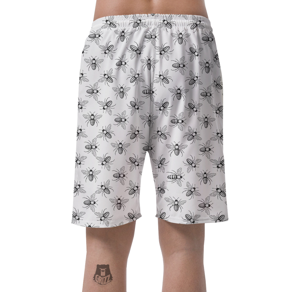 Drawing Bee Print Pattern Men's Shorts-grizzshop