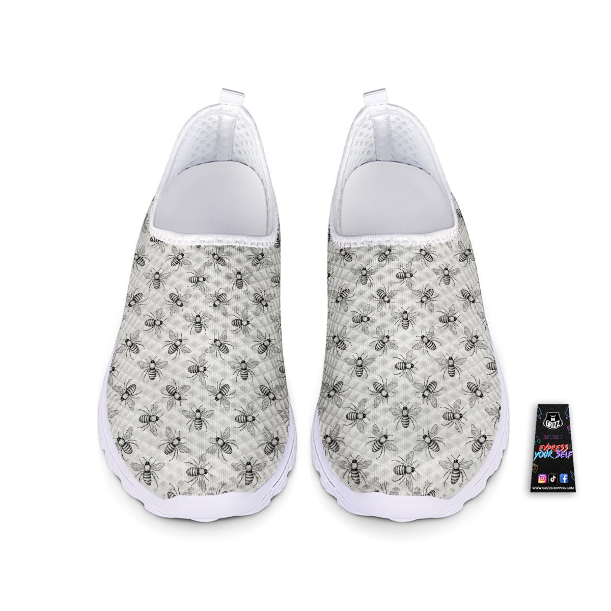 Drawing Bee Print Pattern Nurse Shoes-grizzshop