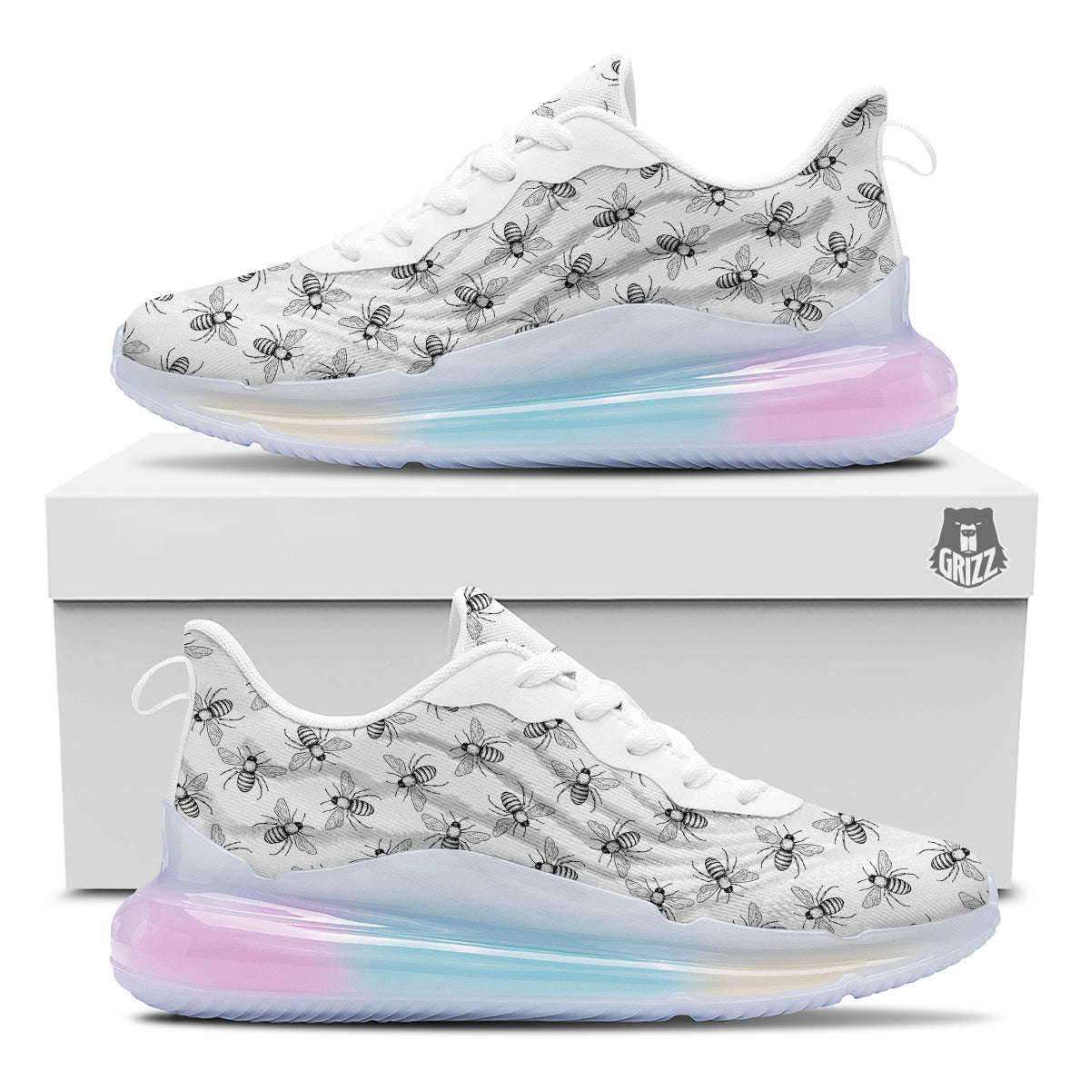 Drawing Bee Print Pattern Running Sneakers-grizzshop