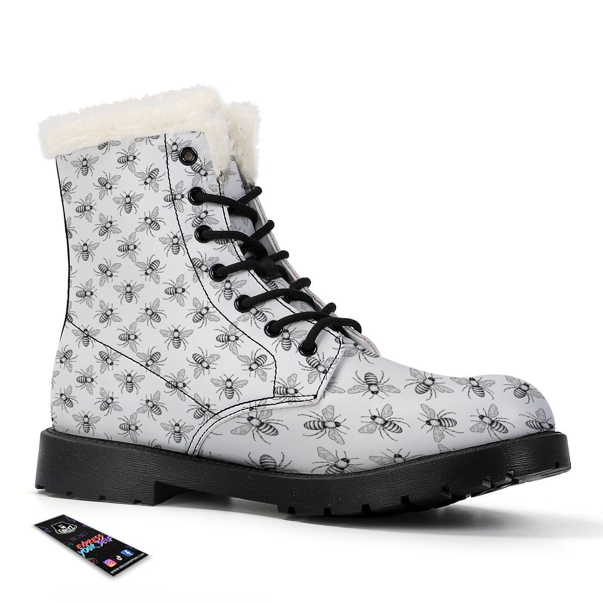 Drawing Bee Print Pattern Winter Boots-grizzshop