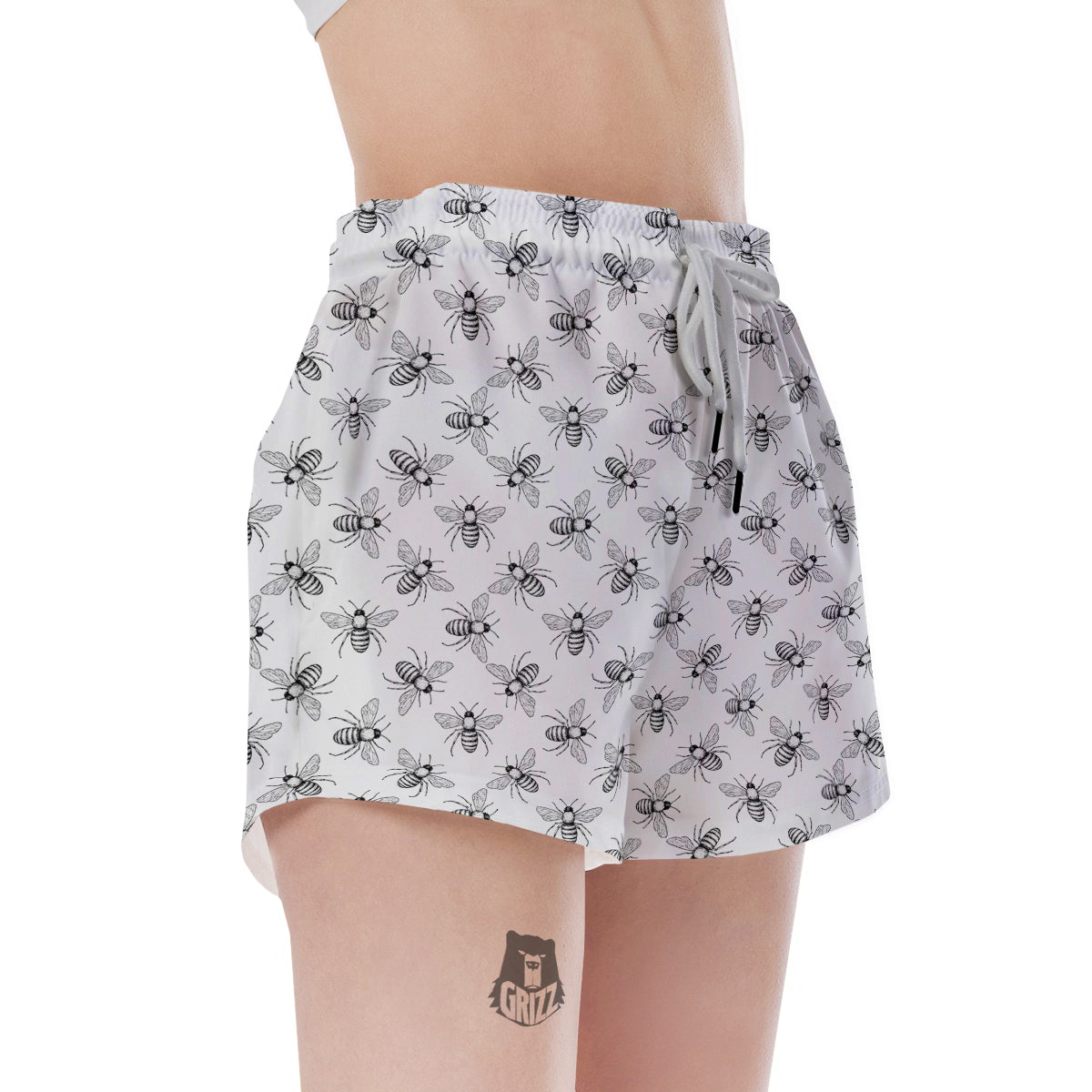 Drawing Bee Print Pattern Women's Shorts-grizzshop