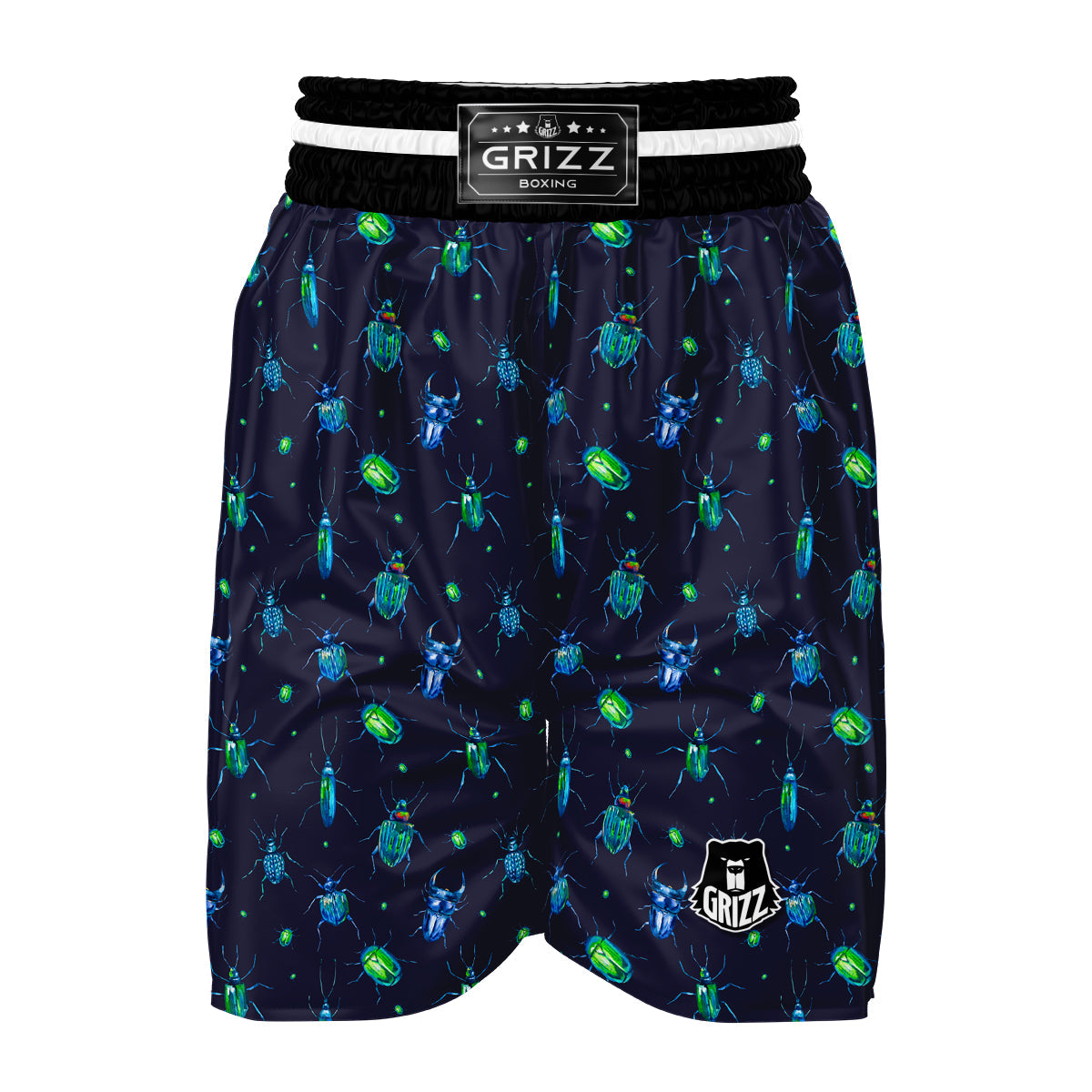 Drawing Bug Pattern Print Boxing Shorts-grizzshop
