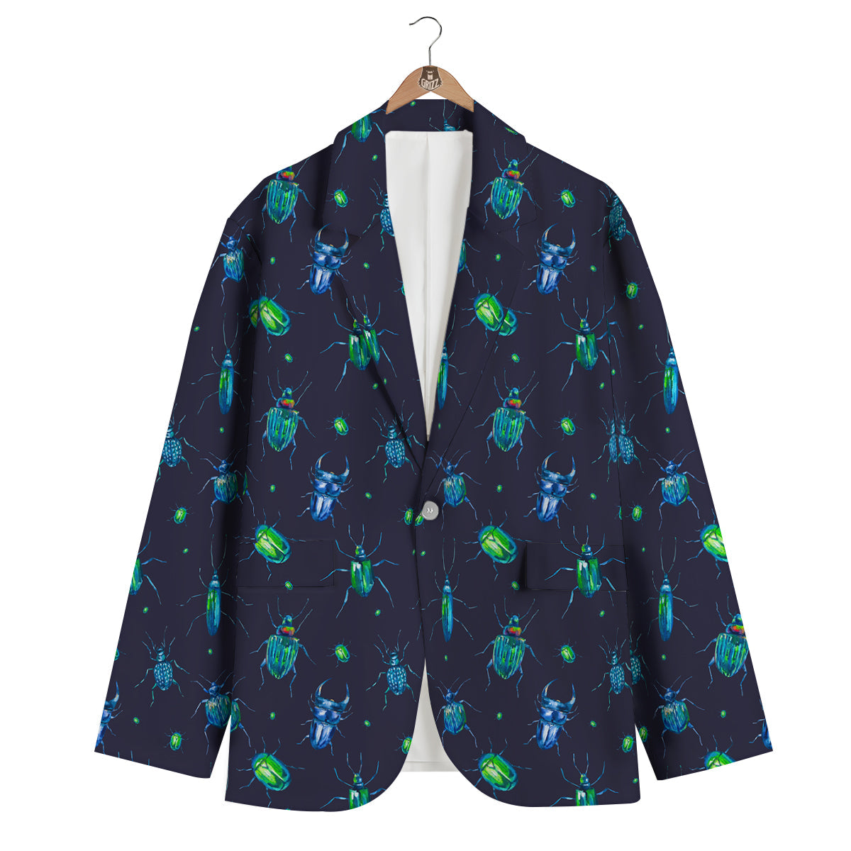 Drawing Bug Pattern Print Men's Blazer-grizzshop