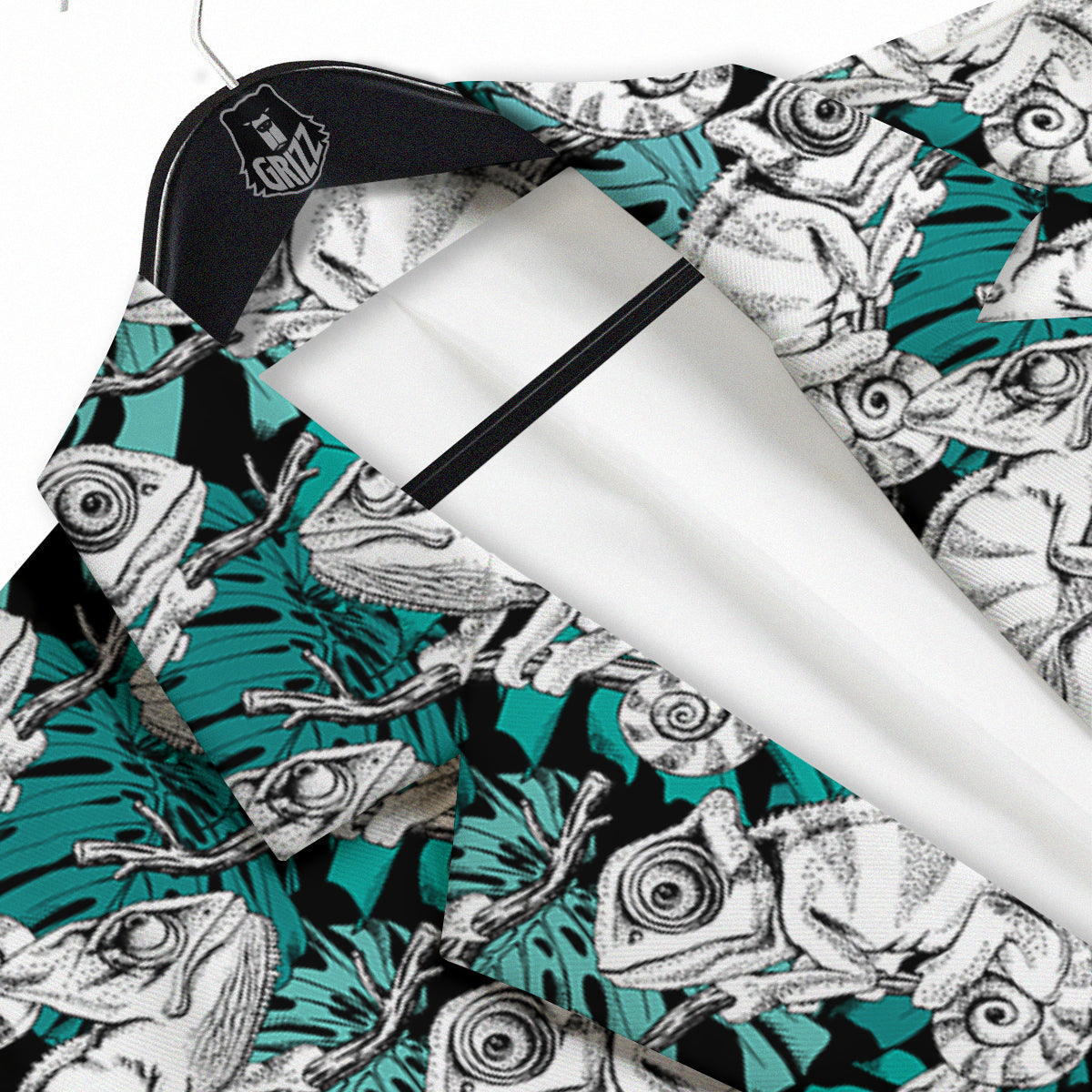 Drawing Chameleon And Monstera Leaf Print Pattern Men's Sport Coat-grizzshop