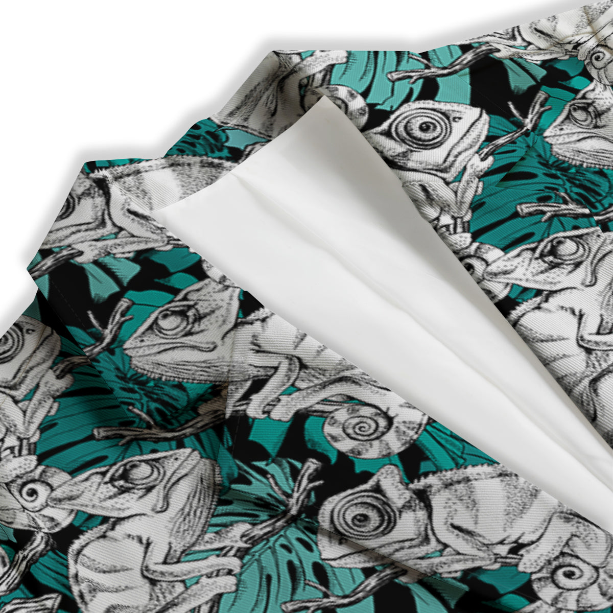 Drawing Chameleon And Monstera Leaf Print Pattern Women's Blazer-grizzshop