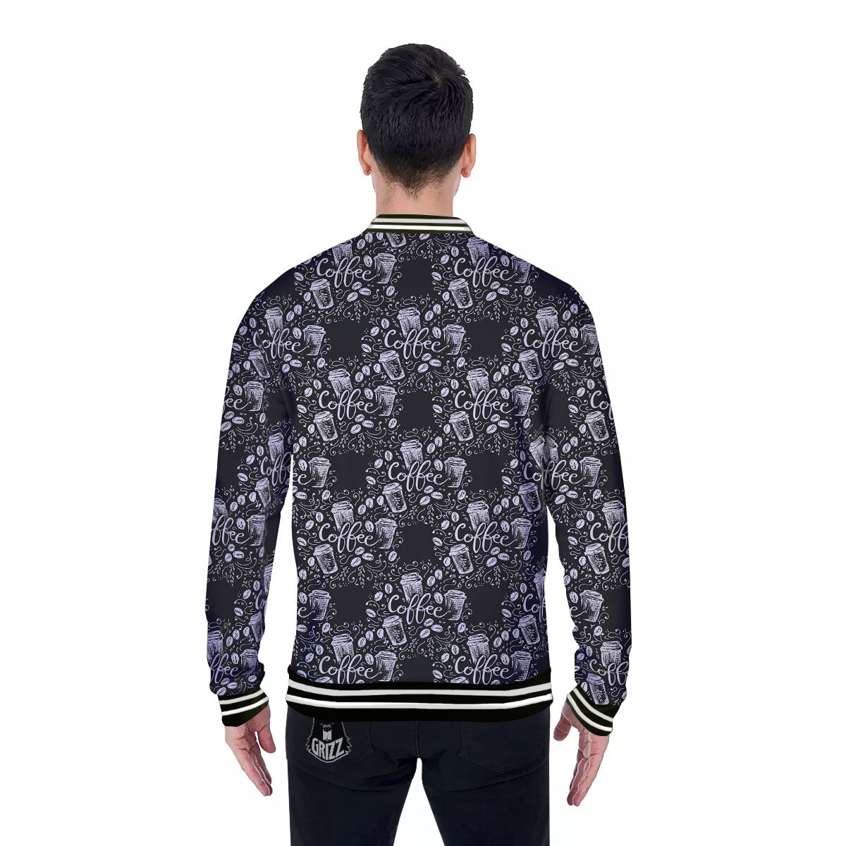 Drawing Coffee Print Pattern Baseball Jacket-grizzshop