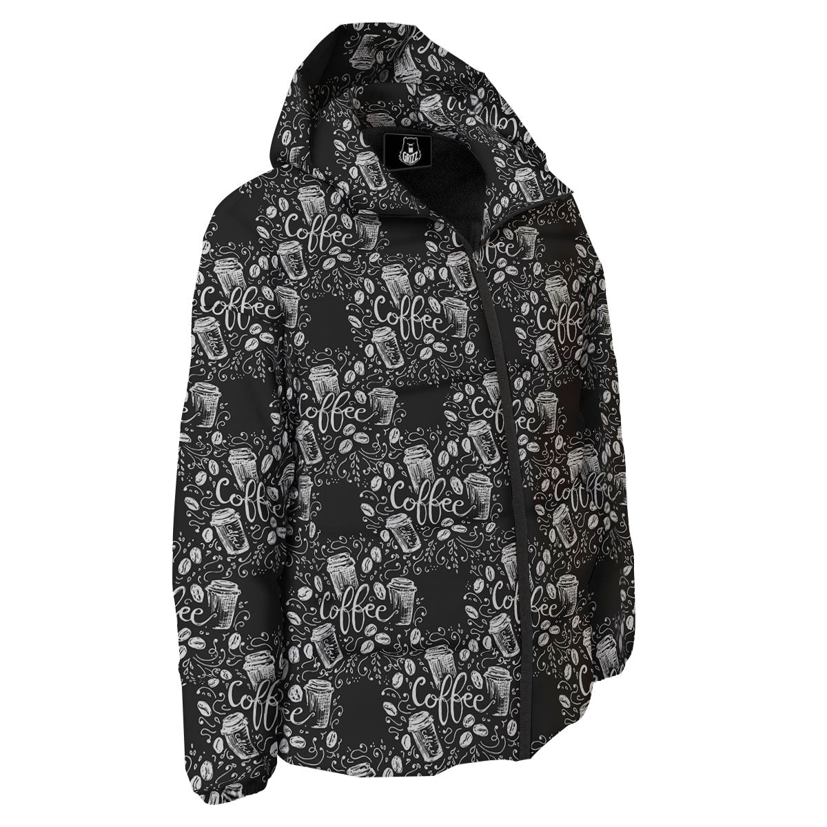 Drawing Coffee Print Pattern Down Jacket-grizzshop