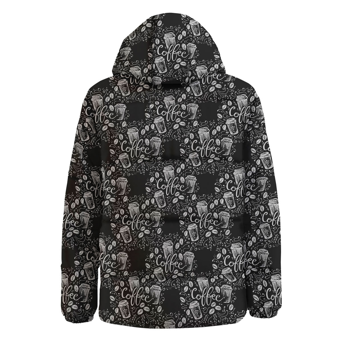 Drawing Coffee Print Pattern Down Jacket-grizzshop