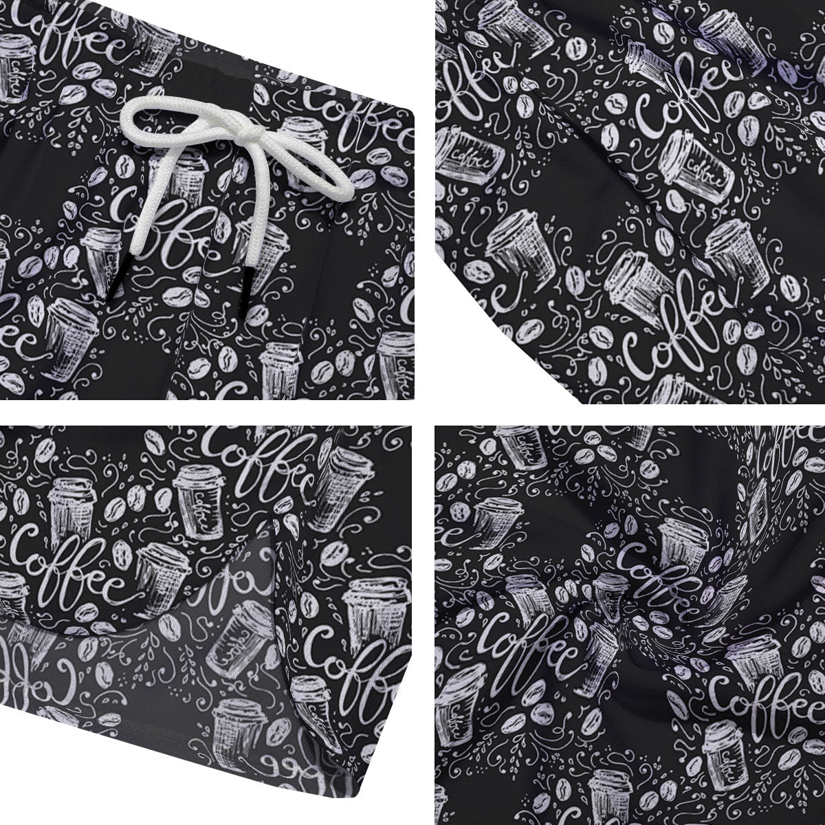 Drawing Coffee Print Pattern Men's Running Shorts-grizzshop