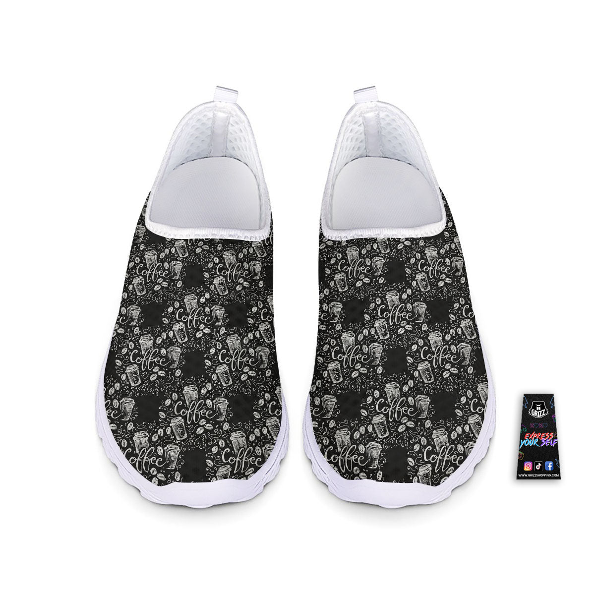 Drawing Coffee Print Pattern Nurse Shoes-grizzshop