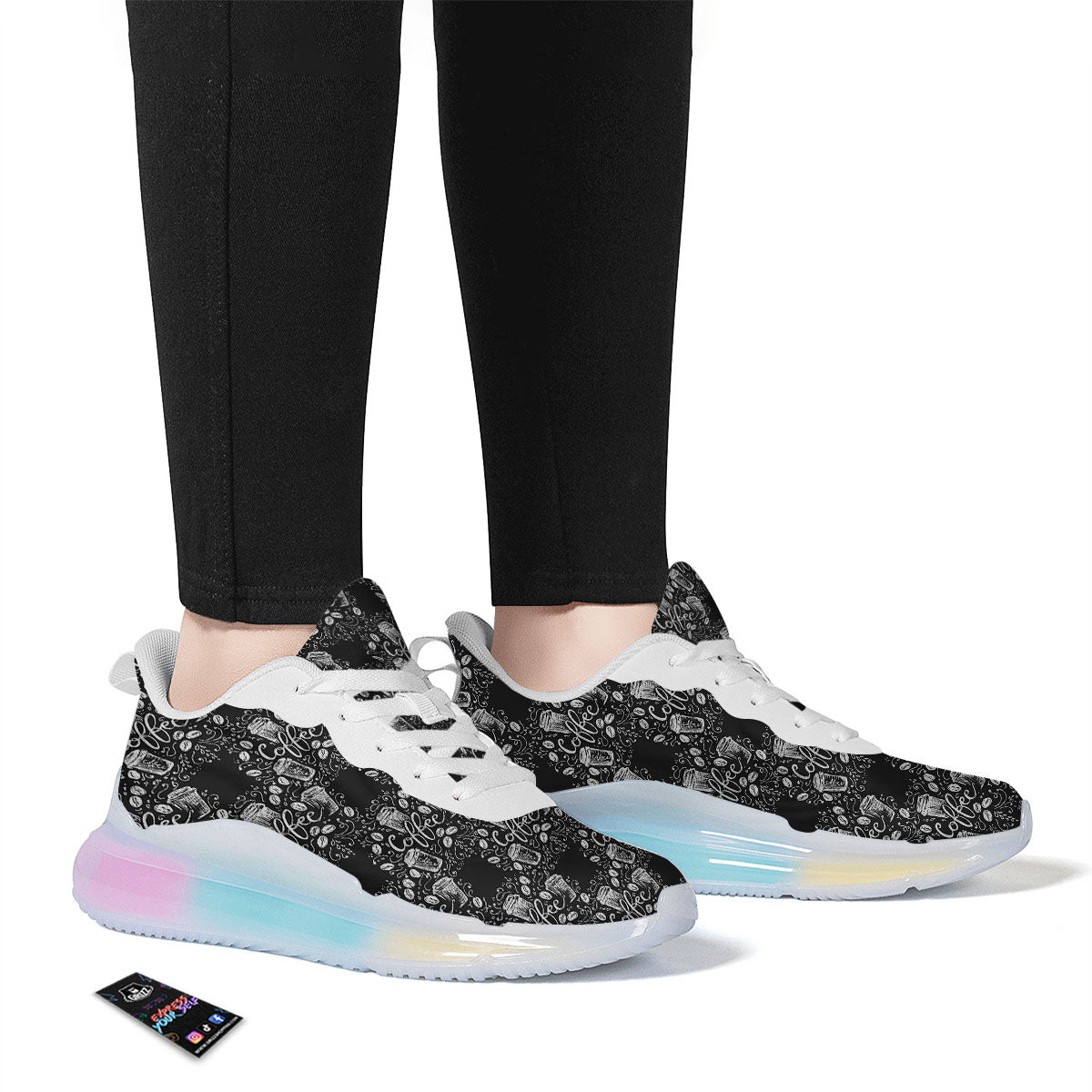 Drawing Coffee Print Pattern Running Sneakers-grizzshop
