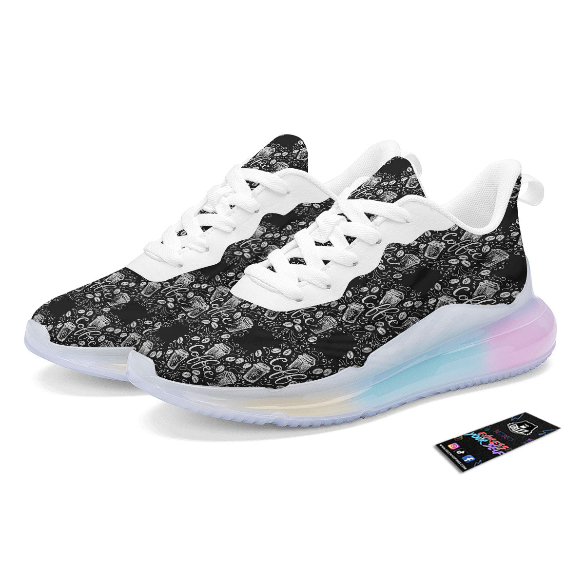 Drawing Coffee Print Pattern Running Sneakers-grizzshop