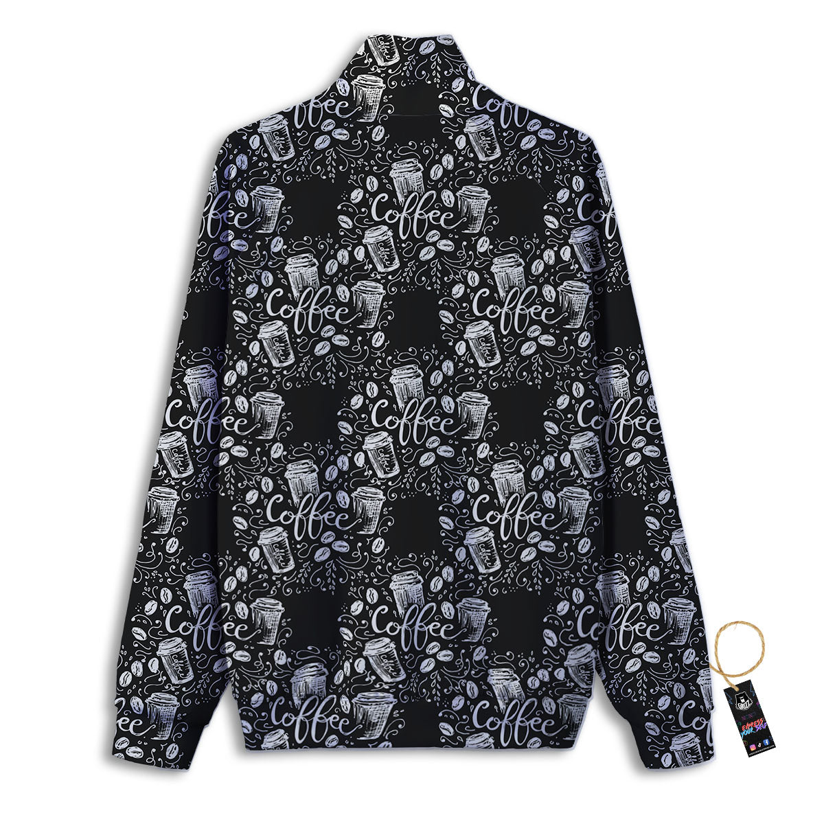 Drawing Coffee Print Pattern Track Jacket-grizzshop