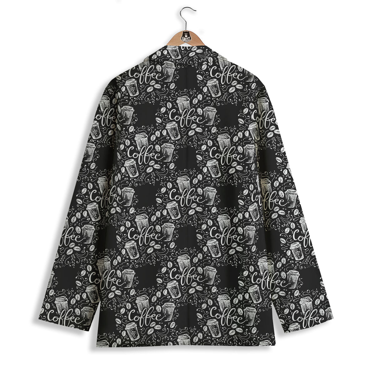 Drawing Coffee Print Pattern Women's Blazer-grizzshop