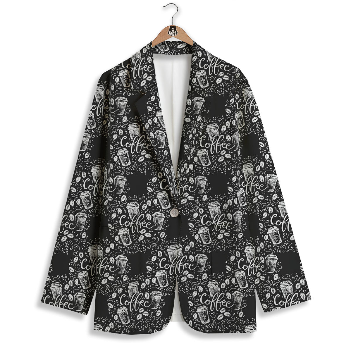 Drawing Coffee Print Pattern Women's Blazer-grizzshop