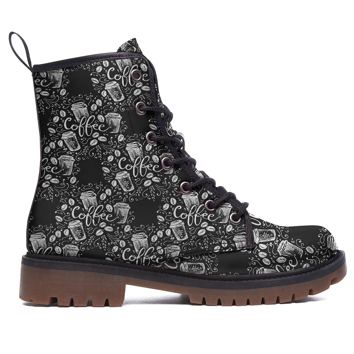 Drawing Coffee Print Pattern Work Boots-grizzshop
