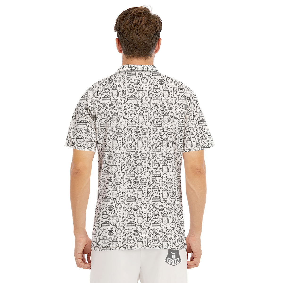 Drawing Dessert And Coffee Print Pattern Men's Golf Shirts-grizzshop