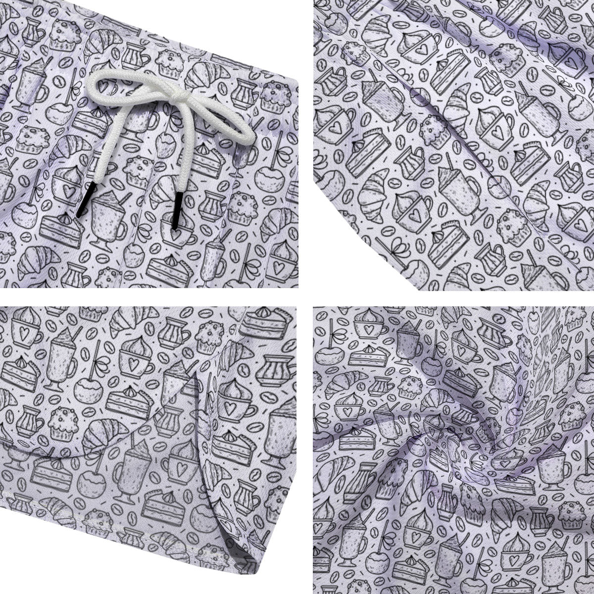 Drawing Dessert And Coffee Print Pattern Men's Running Shorts-grizzshop