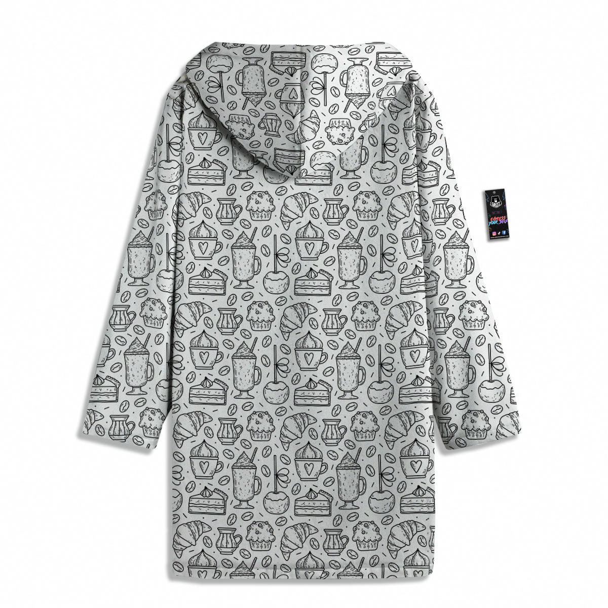 Drawing Dessert And Coffee Print Pattern Men's Windbreaker Jacket-grizzshop