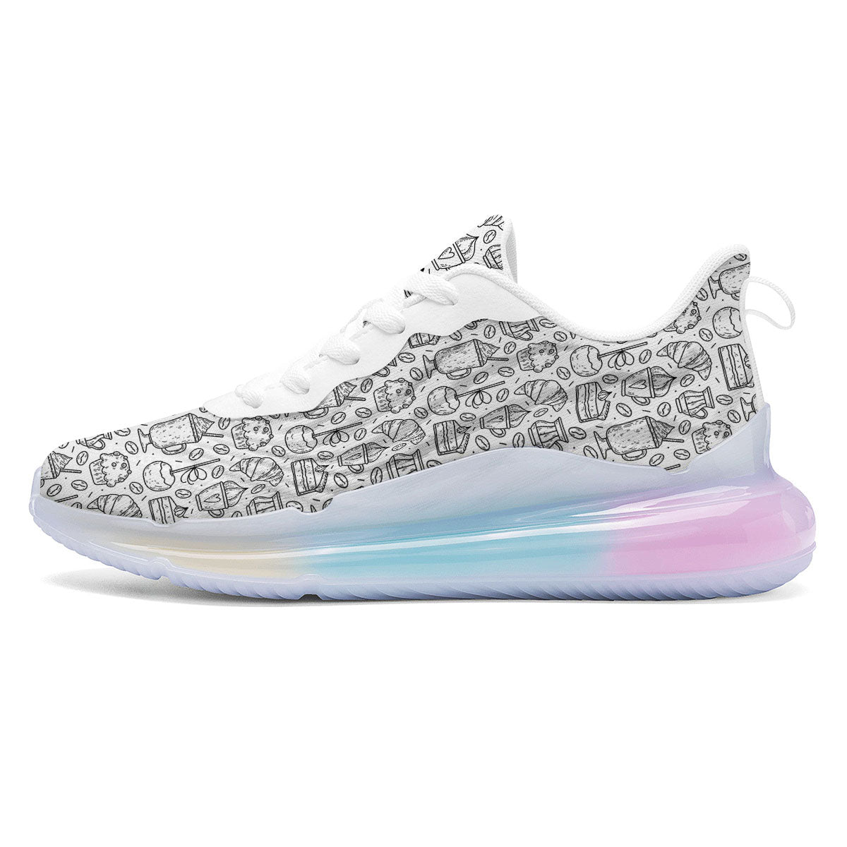 Drawing Dessert And Coffee Print Pattern Running Sneakers-grizzshop