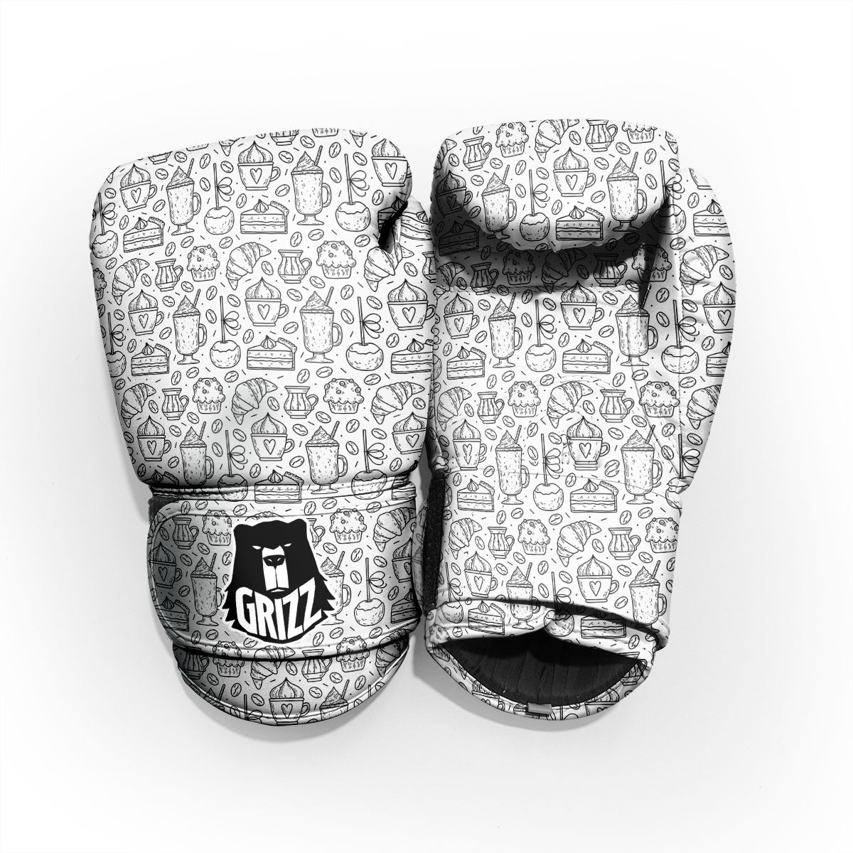 Drawing Dessert And Coffee Print Pattern Pro Boxing Glove
