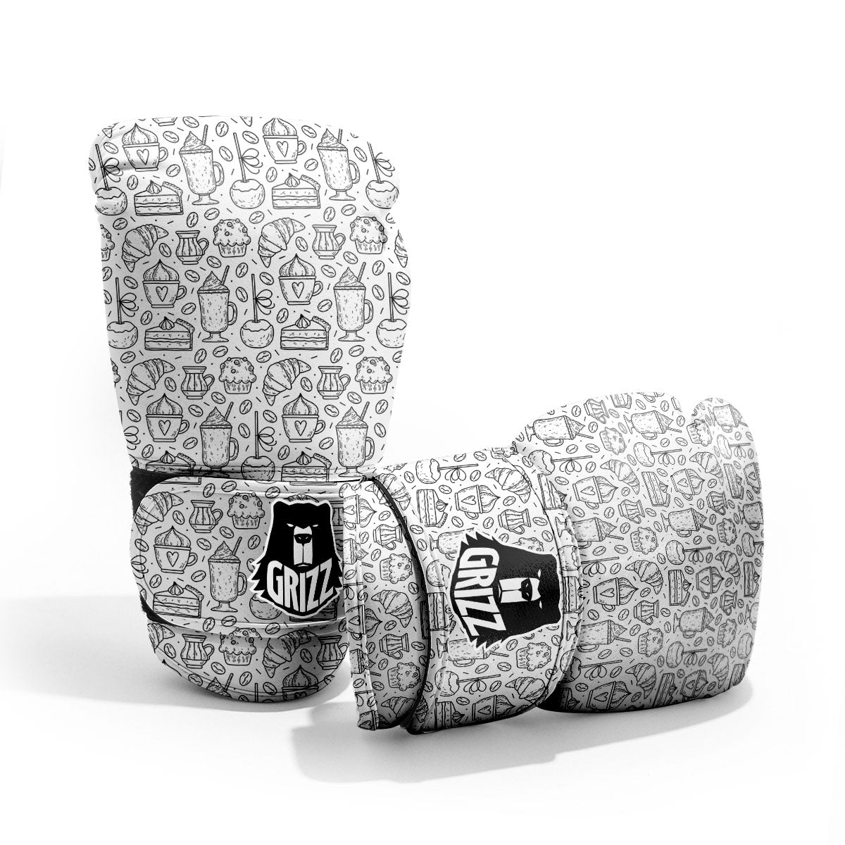 Drawing Dessert And Coffee Print Pattern Pro Boxing Glove